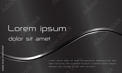 Abstract dark grey metallic silver black line curve with text design modern luxury name card vector illustration.