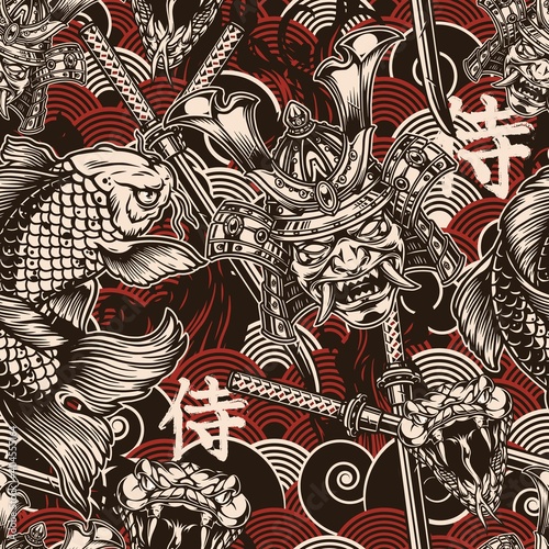 Vintage japanese seamless pattern