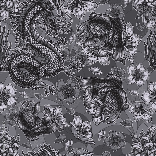 Japanese style vintage seamless pattern