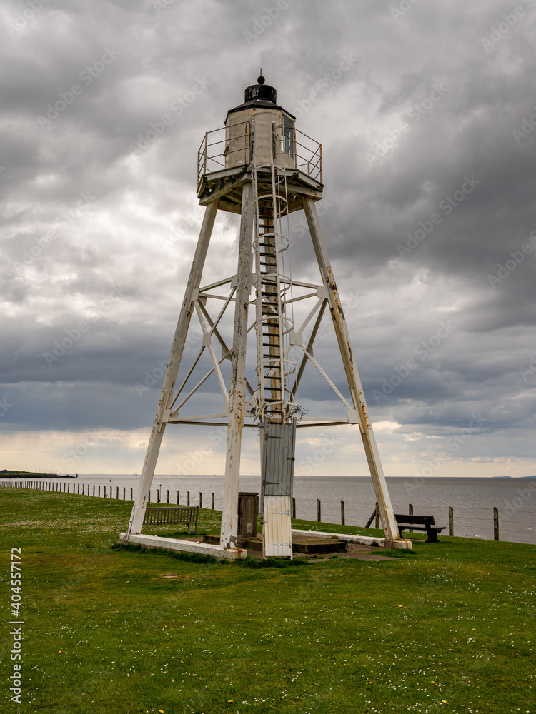 Clouds over the East Cotes Lighthouse in Silloth, Cumbria, England, UK