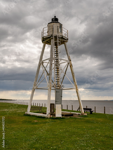 Clouds over the East Cotes Lighthouse in Silloth, Cumbria, England, UK