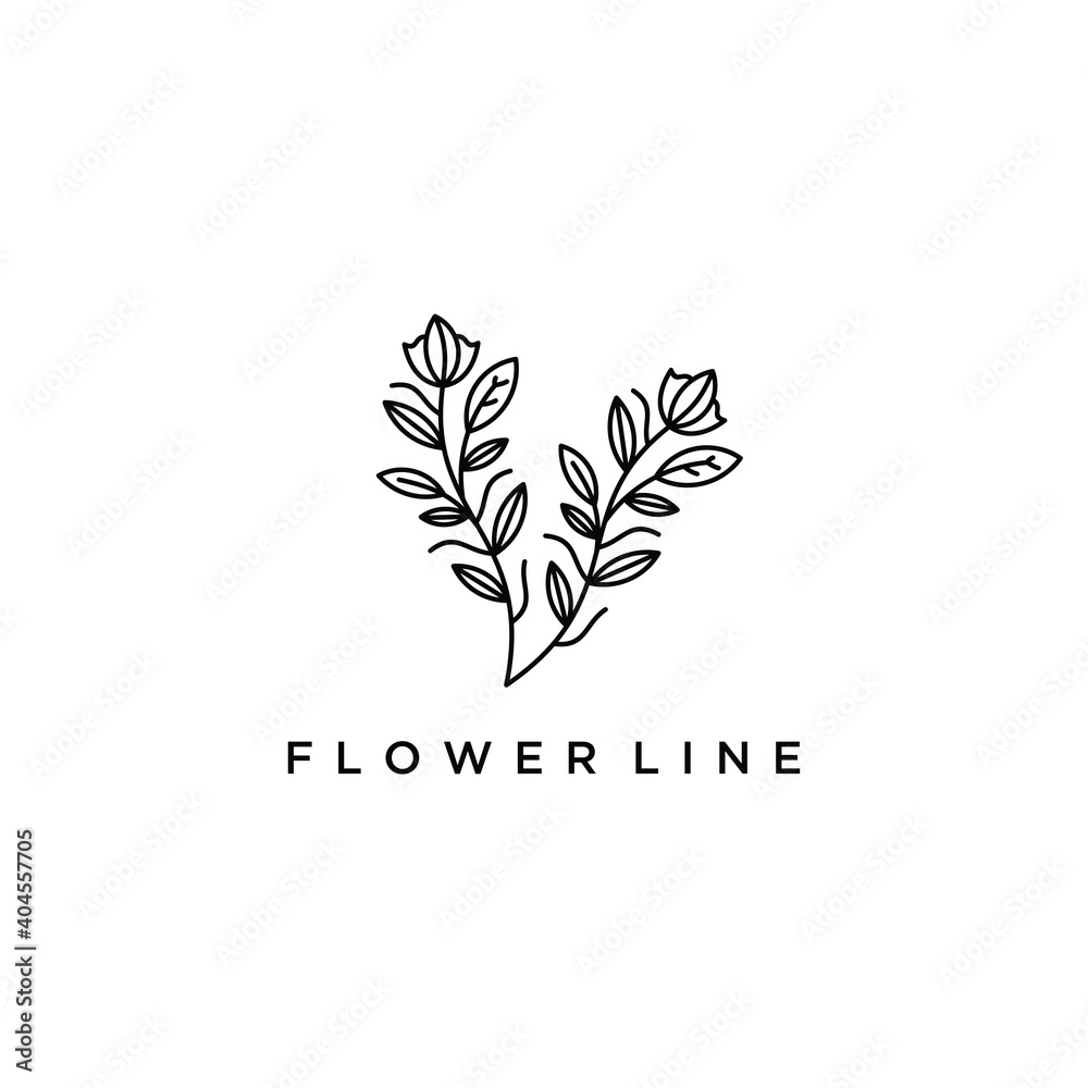 Flower logo drawn with minimal lines