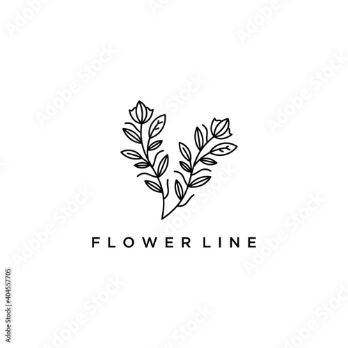Flower logo drawn with minimal lines