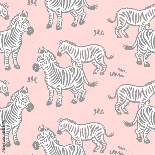Seamless pattern with zebra