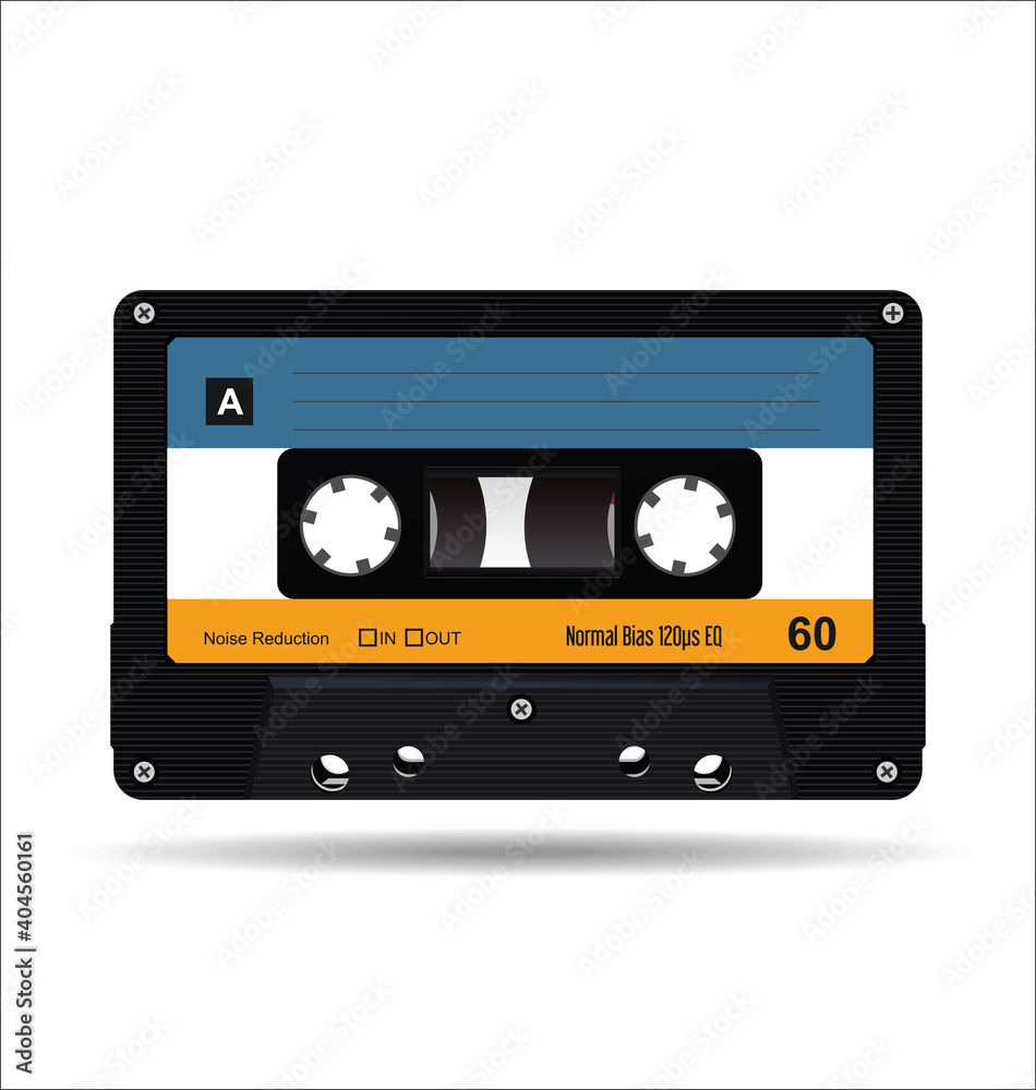 Music cassette tape vector art image illustration isolated on white background Music cassette tape vector art image illustration isolated on white background