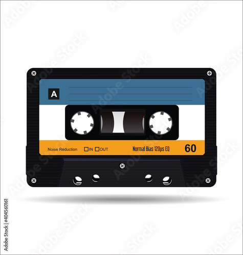 Music cassette tape vector art image illustration isolated on white background