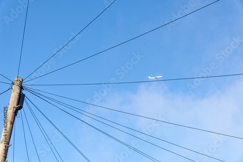 Network communication cables and a plane