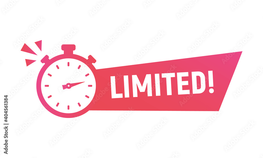 Limited Offer banner and poster. Last minute offer sticker and banner template for social media, web design. Trendy modern design with stopwatch and clock icon. Vector illustration Limited Offer banner and poster. Last minute offer sticker and banner template for social media, web design. Trendy modern design with stopwatch and clock icon. Vector illustration