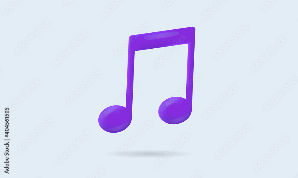 Music note icon isolated on light background. Sound and music concept design. 3D vector illustration. Music note icon isolated on light background. Sound and music concept design. 3D vector illustration.