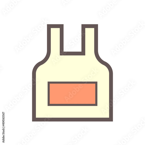 Apron or bib apron icon. That is uniform or garment cover front of body. For chef cooking in kitchen, restaurant. And hygienic reason to protection chef from danger i.e. acid and excessive heat.
