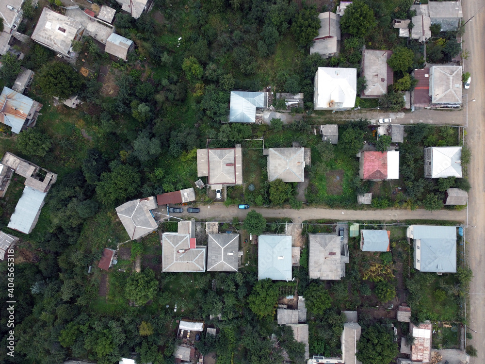 Φωτογραφία Aerial Top Down view on Streets in Armenia. City of Gyumri