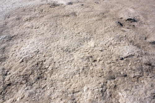 Texture of salt deposits on the ground
