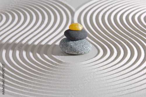 Canvas Print Japanischer Garten mit Sand und Stein in Yin und yang