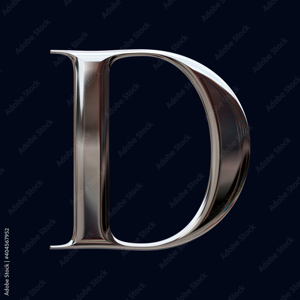 Alphabet letter D with glossy metal texture (chrome, steel, silver), 3D  rendering, bold metallic font design, premium uppercase typography for  poster, banner, cover Stock Illustration | Adobe Stock