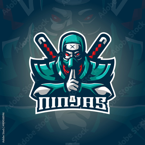 Ninja mascot logo design vector with concept style for badge, emblem and tshirt printing.