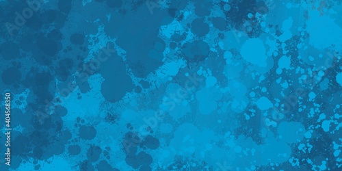 Sfondo azzurro banner blu con gli schizzi del pennello acquerello  photo