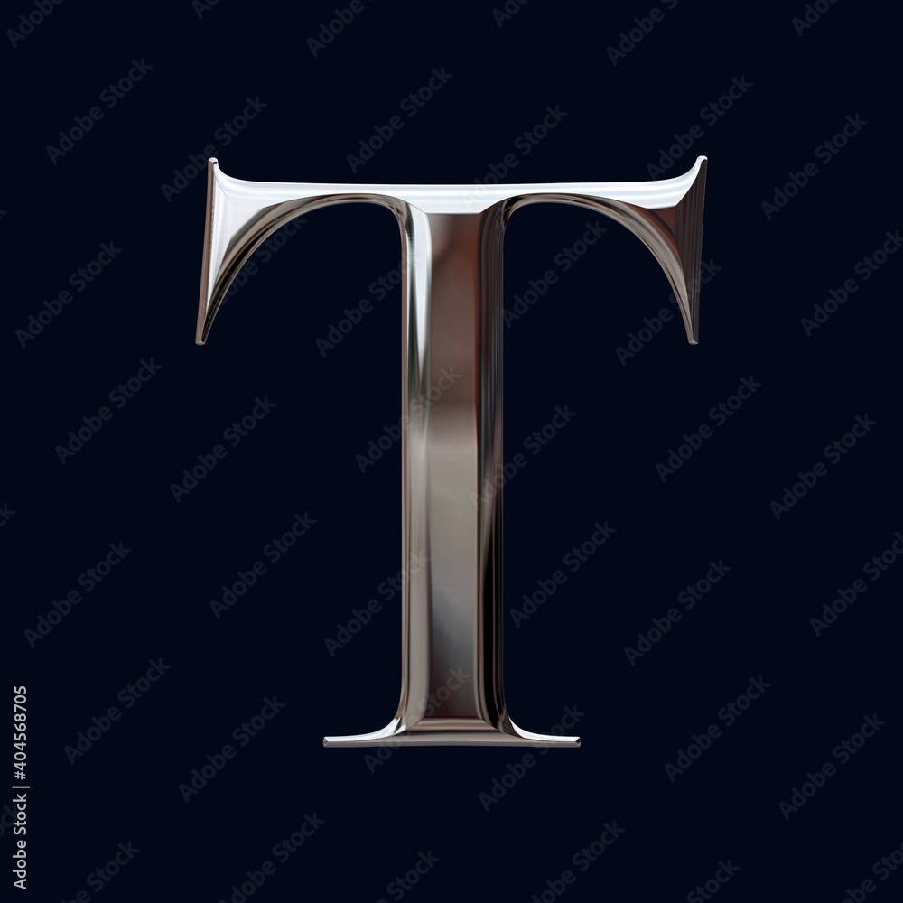 Alphabet letter T with glossy metal texture (chrome, steel, silver), 3D rendering, bold metallic font design, premium uppercase typography for poster, banner, cover Alphabet letter T with glossy metal texture (chrome, steel, silver), 3D rendering, bold metallic font design, premium uppercase typography for poster, banner, cover
