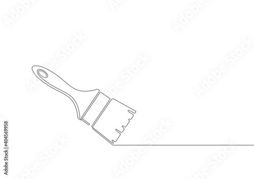 Paint brush one line drawing.Line art.Vector illustration.	