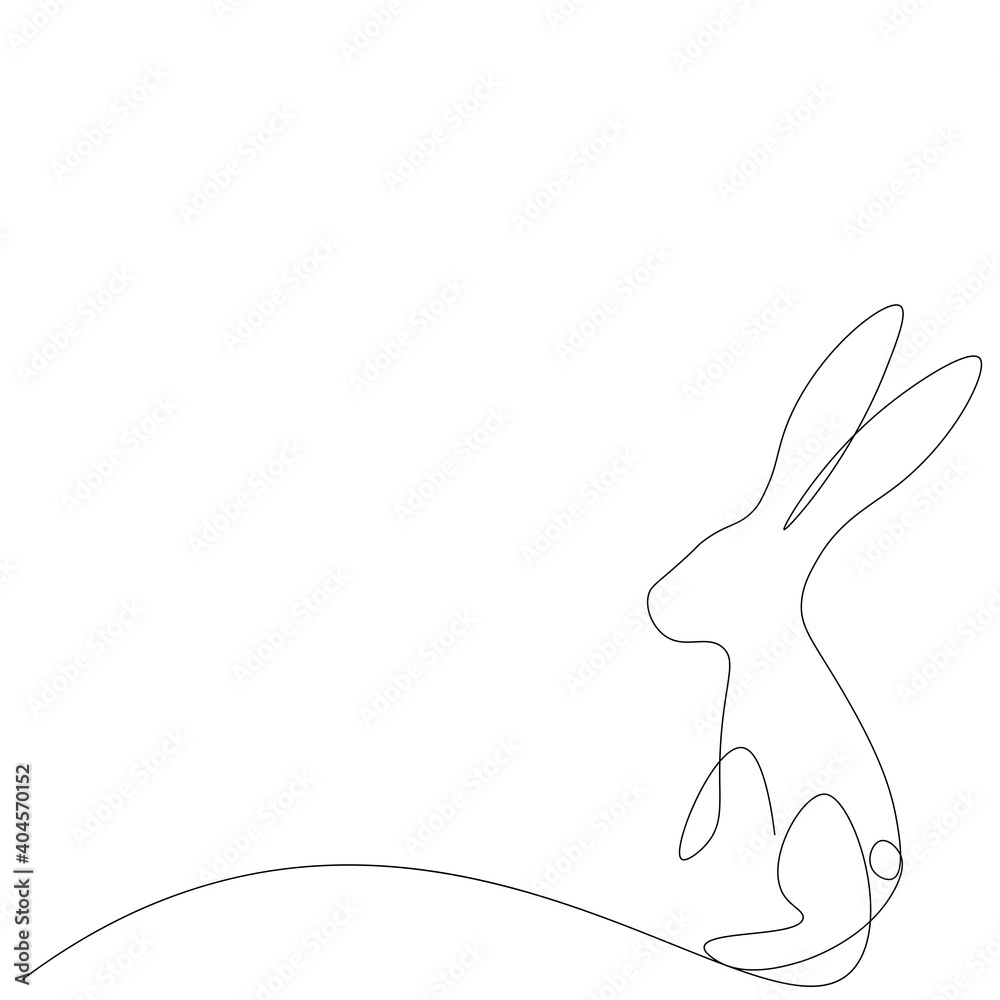 Easter bunny silhouette line drawing, vector illustration Easter bunny silhouette line drawing, vector illustration