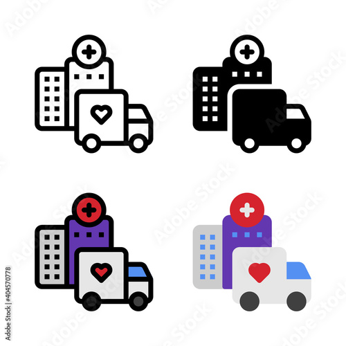 Emergency Ambulance Transportation in Hospital Icon, and illustration Vector
