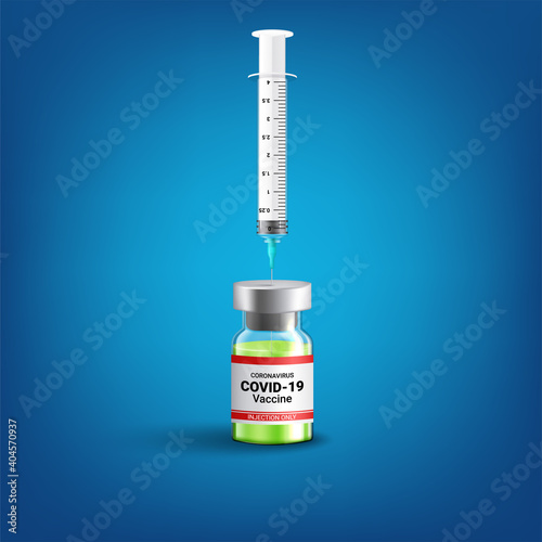 Covid-19 Coronavirus concept. vaccine vial and syringe