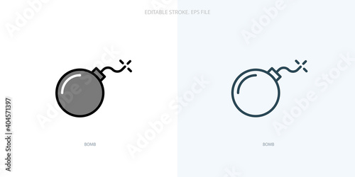 Bomb icon for your website, logo, app, UI, product print. Bomb concept flat Silhouette vector illustration icon. Editable stroke icons set