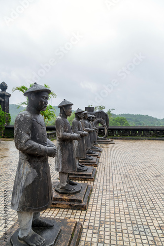 Vietnamese Soldiers statues. Khai Dinh Royal Tomb in Hue, Vietnam