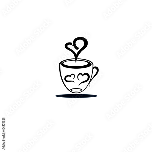 cup of coffee with hot and cold coffee coffee house and coffee shop restaurant logo vector illustration design. photo