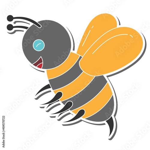 bee hand drawn doodle stickers design vector illustration