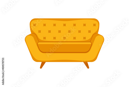 terracotta sofa isolated flat illustration