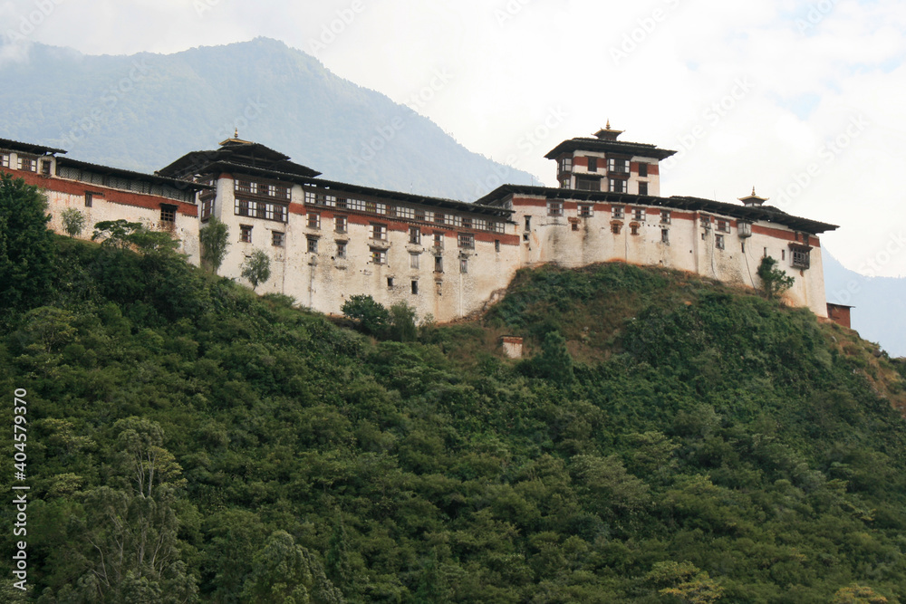fortress (dzong) in wangdue phodrang (bhutan)

