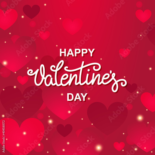 Happy Valentine's Day greeting card. Abstract background with hearts and lettering. Design for a love banner. Vector illustration.