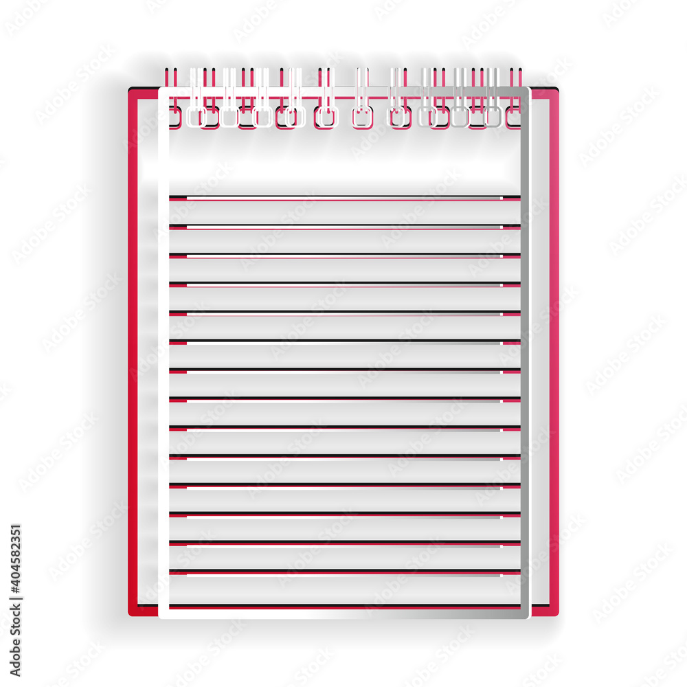 Paper cut Notebook icon isolated on white background. Spiral notepad icon. School notebook. Writing pad. Diary for business. Notebook cover design. Paper art style. Vector. Paper cut Notebook icon isolated on white background. Spiral notepad icon. School notebook. Writing pad. Diary for business. Notebook cover design. Paper art style. Vector.