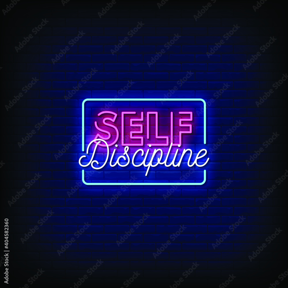 Self Discipline Neon Signs Style Text Vector