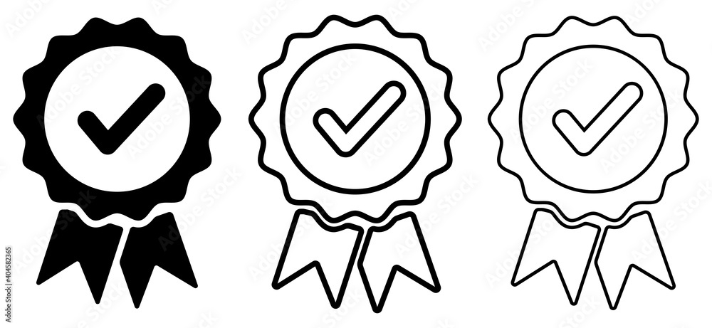 Approval check icon set. Vector, illustration