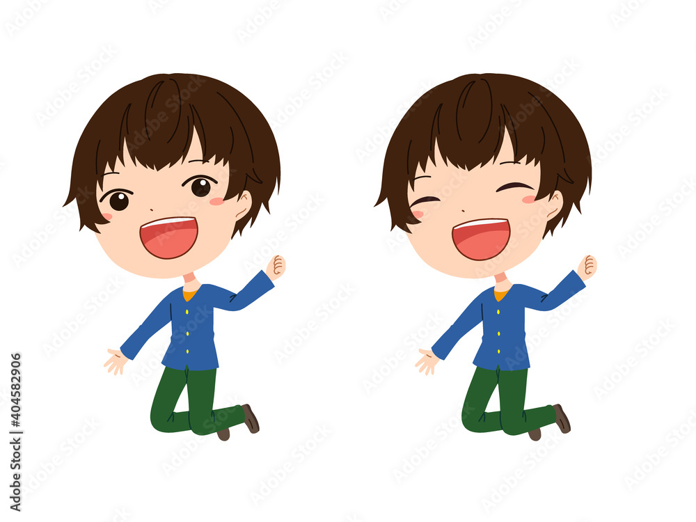 ジャンプしている男の子のイラスト
