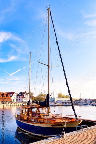 The marina 'Hafendorf Wiek' is located in the village of the same name on the Wieker Bodden in Germany on the island of Rügen.