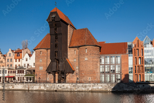 Old historic port crane in Gdansk, Poland