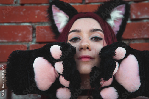 
Cat girl and cat paws