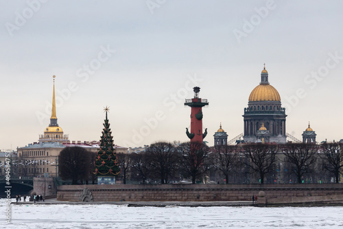 St. Petersburg in winter, view of the city center, St. Isaac's Cathedral