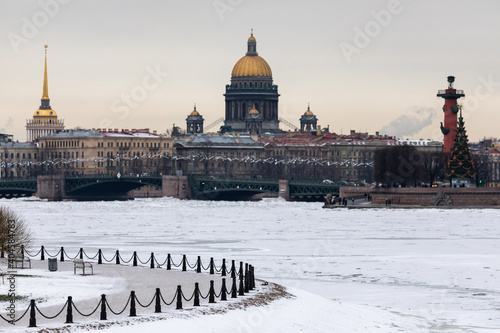 St. Petersburg in winter, view of the city center, St. Isaac's Cathedral © savva_25