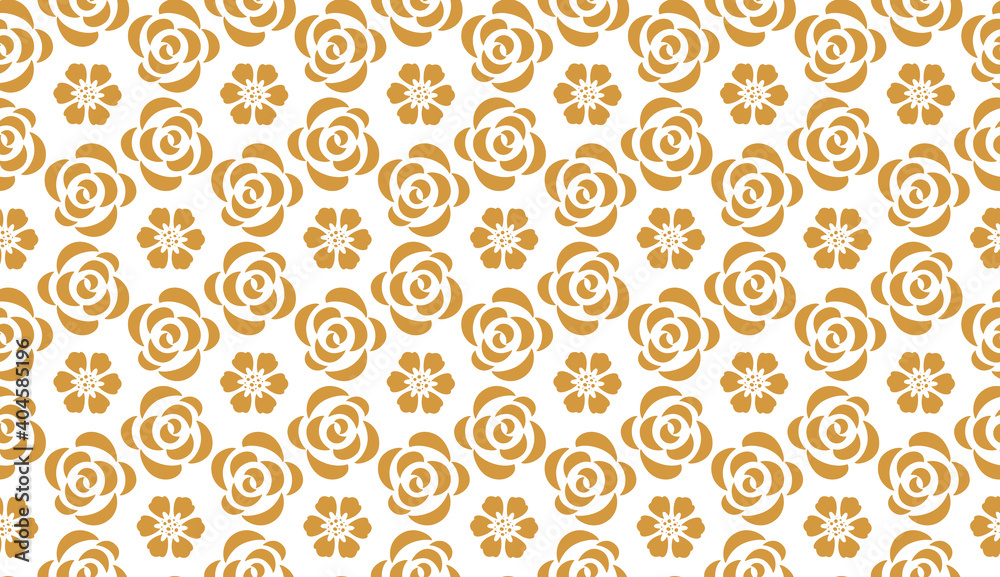 Flower geometric pattern. Seamless vector background. White and gold ornament. Ornament for fabric, wallpaper, packaging. Decorative print Flower geometric pattern. Seamless vector background. White and gold ornament. Ornament for fabric, wallpaper, packaging. Decorative print