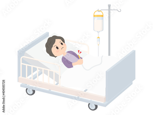 胃ろうを抜いてしまうおばあちゃんのイラスト_自己抜去