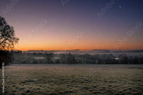 Sunrise over Dedham Vale in rural Suffolk, UK