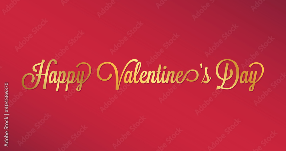 Happy Valentine's day lettering pattern. Happy Valentine's day gold text  on red background card. 