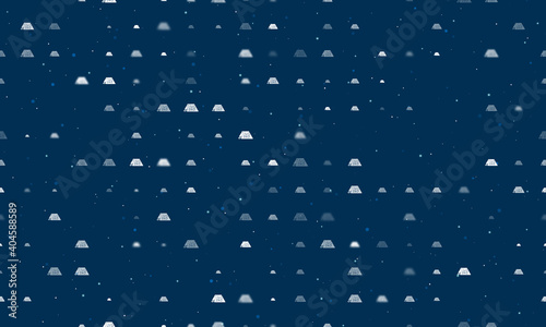 Seamless background pattern of evenly spaced white printed circuit boards of different sizes and opacity. Vector illustration on dark blue background with stars
