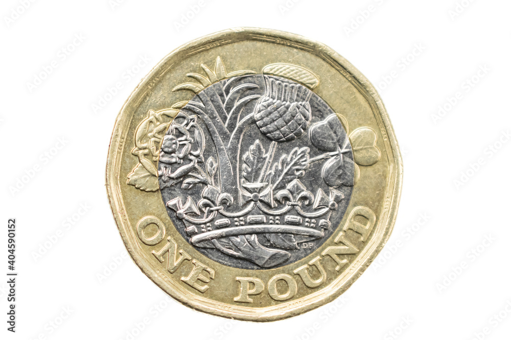 Foto one pound coin on a white background