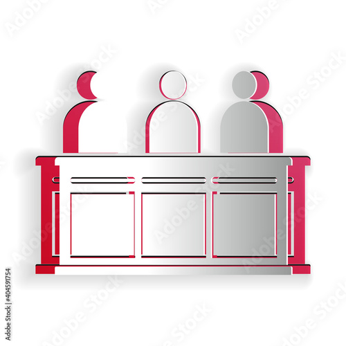 Paper cut Jurors icon isolated on white background. Paper art style. Vector.