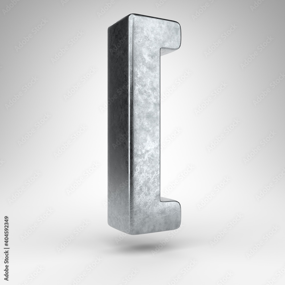 Left square bracket symbol on white background. Gun metal 3D rendered sign with rough metal texture. Left square bracket symbol on white background. Gun metal 3D rendered sign with rough metal texture.