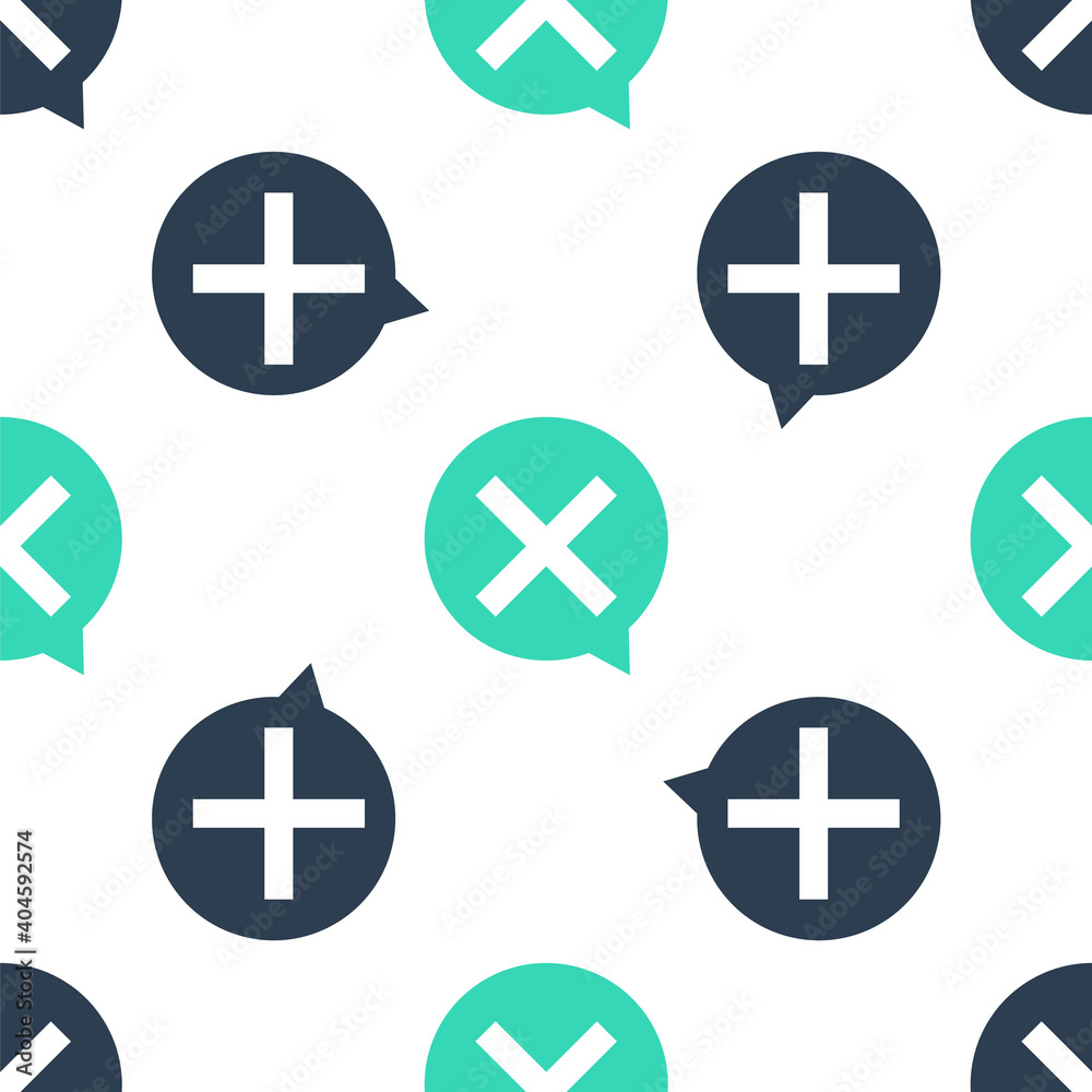 Green X Mark, Cross in circle icon isolated seamless pattern on white background. Check cross mark icon. Vector. Green X Mark, Cross in circle icon isolated seamless pattern on white background. Check cross mark icon. Vector.